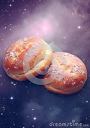 Donut Banner for advertising. Donut Galaxy Stock Photo
