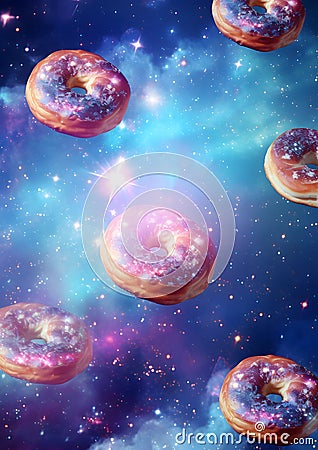 Donut Banner for advertising. Donut Galaxy Stock Photo