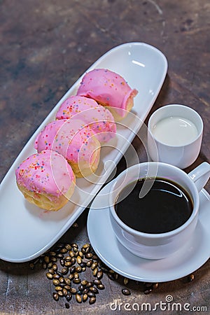 Donut with black coffee Stock Photo