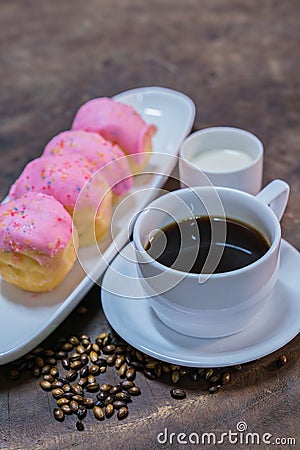 Donut with black coffee Stock Photo