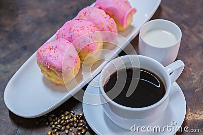 Donut with black coffee Stock Photo