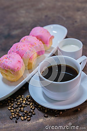 Donut with black coffee Stock Photo