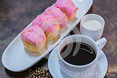 Donut with black coffee Stock Photo