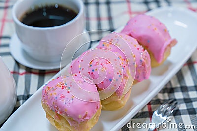 Donut with black coffee Stock Photo