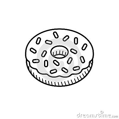 Donut black and white line icon. Doughnut Vector Illustration