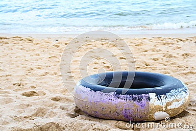 Donut buoy float lifesaver for to sea thai style Stock Photo
