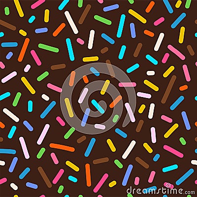 Donut chocolate glaze, creamy cupcake icing seamless pattern Vector Illustration