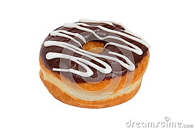 Donut with Chocolate Icing on a White Background Stock Photo