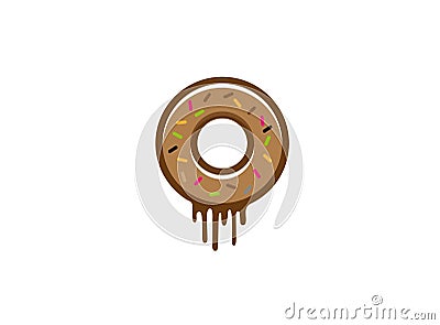 Donut with chocolate and sprinkles on the top for logo Cartoon Illustration