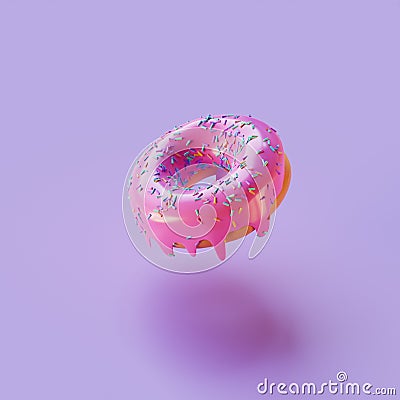 Donut. Delicious pink donut with glaze and sprinkles. Isolated. Beautiful illustration pink donut Cartoon Illustration