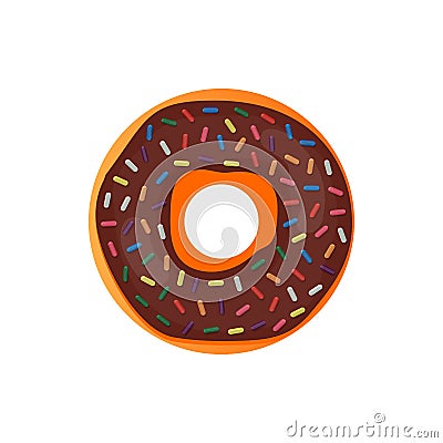 Donut delicious with sprinkles isolated on white background. Vector doughnut icon. Vector Illustration