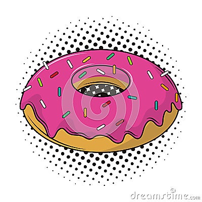 Donut dessert cartoons pop art Vector Illustration