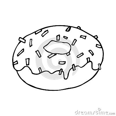 Donut doodles. Hand drawn vector illustration. Donut isolated on white background. Line art Vector Illustration