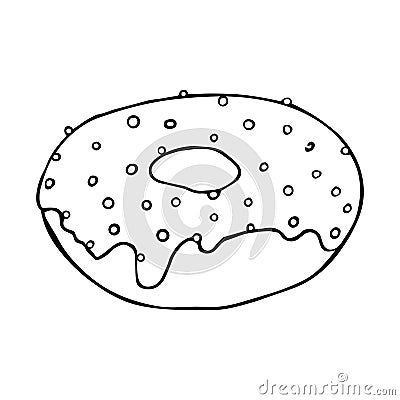 Donut doodles. Hand drawn vector illustration. Donut isolated on white background. Line art Vector Illustration