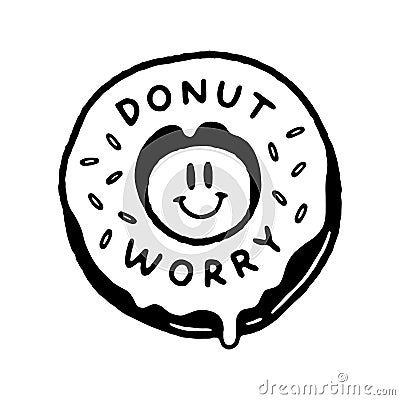 DONUT WORRY ICON LOGO BLACK WHITE Vector Illustration