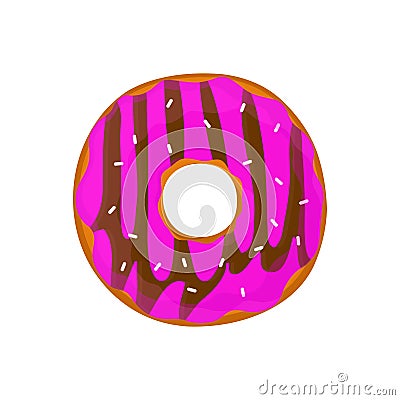 Donut flat cartoon illustration. Isolated on white Cartoon Illustration