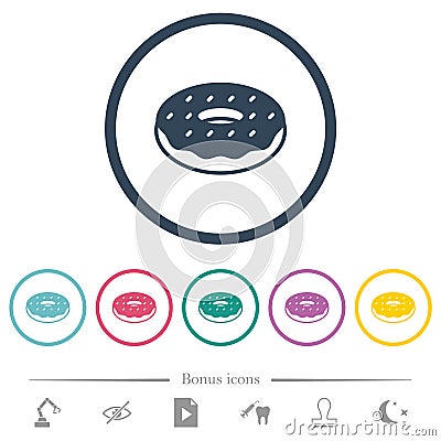 Donut flat color icons in round outlines Vector Illustration