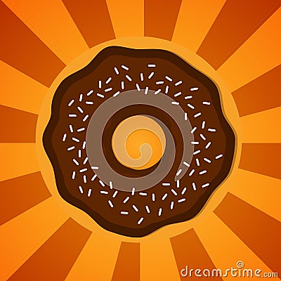 Donut flat vector illustration.Glazed cool donuts with topping. Vector Illustration