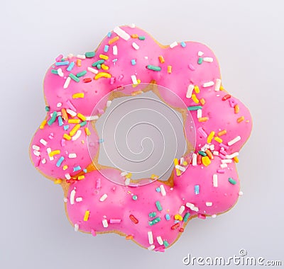 Donut, fresh delicious pink donut on a background. Stock Photo