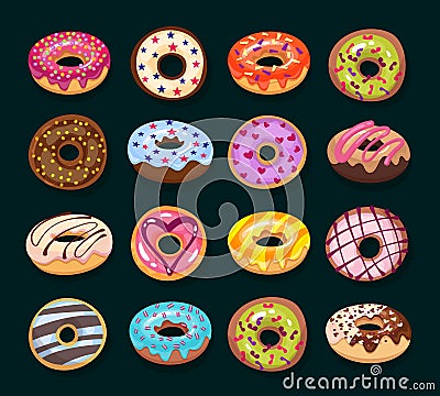 Donut icon set Vector Illustration