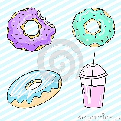 Donut and milkshake vector illustration Vector Illustration