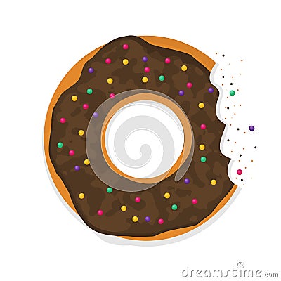 Donut with a mouth bite isolated on white background. vector illustration in flat style Vector Illustration