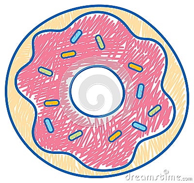 Donut in pencil colour sketch simple style Vector Illustration