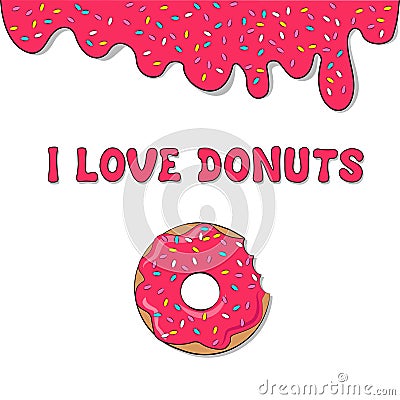 Donut picture for T-shirt, print donut with pink frosting, Stock Photo