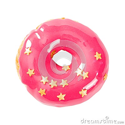 Donut with pink glossy mirror glaze Stock Photo