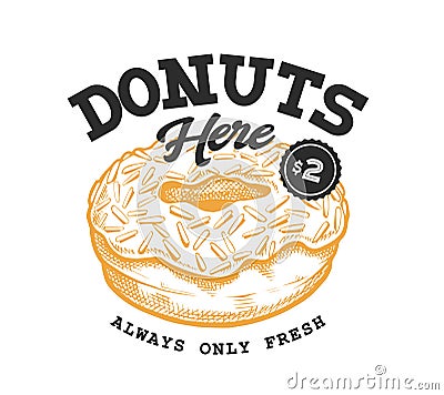 Donut Retro Emblem Vector Illustration