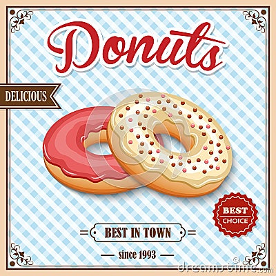 Donut retro poster Vector Illustration