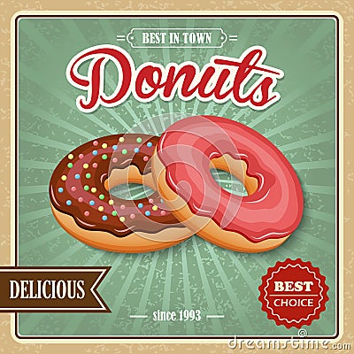 Donut retro poster Vector Illustration