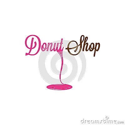 Donut Shop Glazed Logo Design Background Vector Illustration