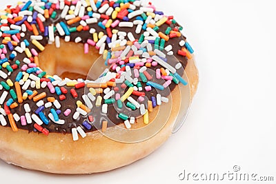 Donut with sprinkles isolated on white background Stock Photo