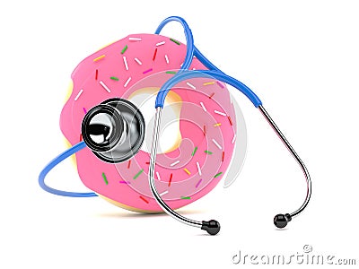 Donut with stethoscope Cartoon Illustration