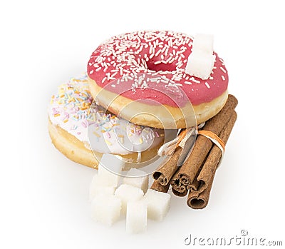 Donut, sugar, cinnamon Stock Photo