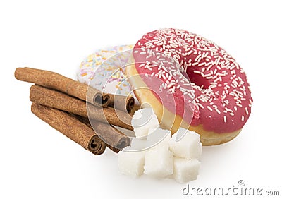 Donut, sugar, cinnamon Stock Photo