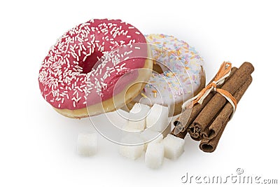 Donut, sugar, cinnamon Stock Photo