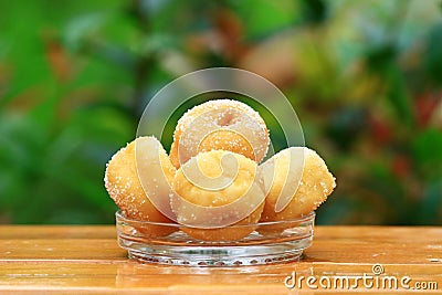 Donut sugar in dish Stock Photo