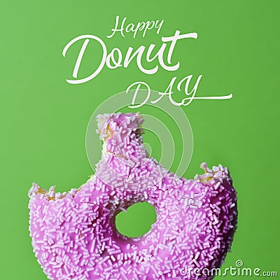 Donut and text happy donut day Stock Photo