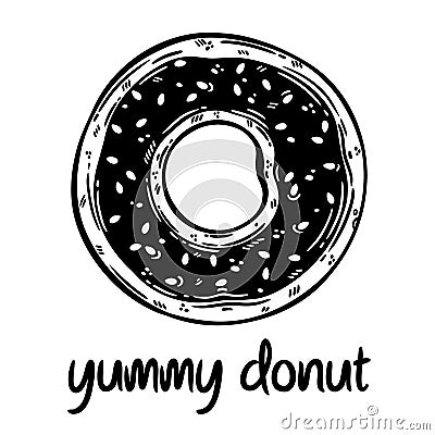 Donut vector icon. Fresh glazed doughnut with sweet sprinkle, chocolate. Illustration isolated on white. Yummy fried Stock Photo