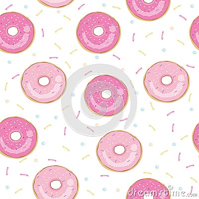 Donut vector illustration isolated on white background. Donut icon in a flat style. Seamless pattern, background, card Vector Illustration