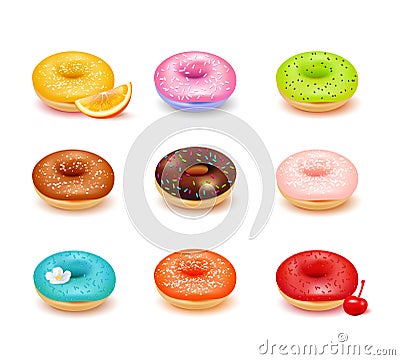 Donuts Assortment Set Vector Illustration