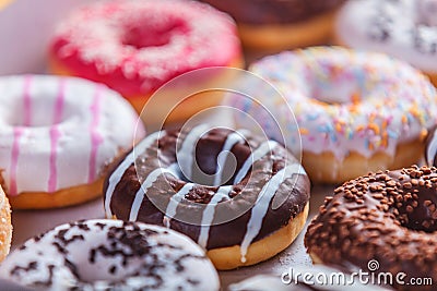 Donuts in box. Stock Photo