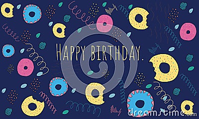 Donuts card. Birthday card. Stock Photo