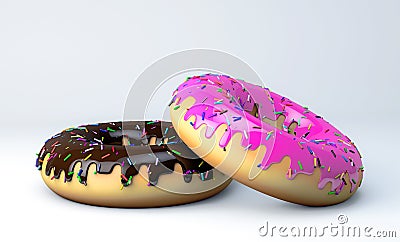 Donuts Chocolate and strawberry flavour with topping Stock Photo