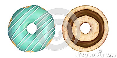 Donuts digital Illustration. Cartoon Illustration