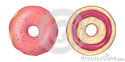 Donuts digital Illustration. Cartoon Illustration