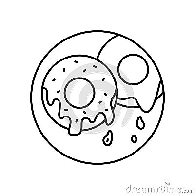 Donuts frosting sprinkling food in circle icon. Simple line, outline vector of bakery icons for ui and ux, website or mobile Stock Photo