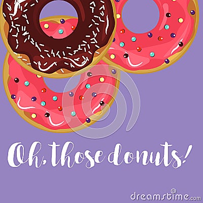 Donuts with glaze. Cartoon Illustration